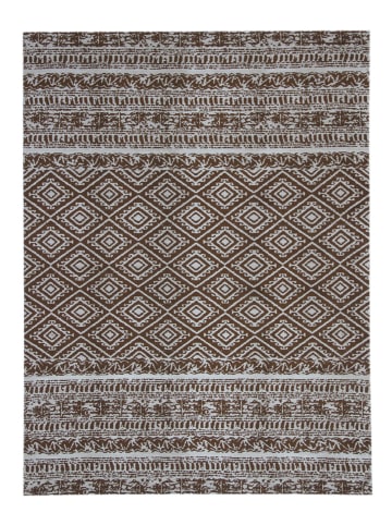 Kayoom Wohnzimmer Teppich – Kurzflorteppich Sunny 110 120cm RUND in braun - rechteckig