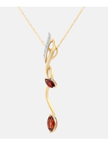 Diamant L'éternel Halskette mit Anhänger aus 375 Gelbgold mit Diamant mit Granat