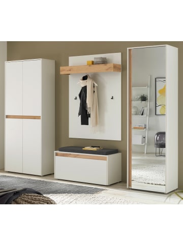Furn.Design Garderoben-Set weiß matt, Eiche 5-teilig 265 cm mit Schuh- und Garderobenschrank