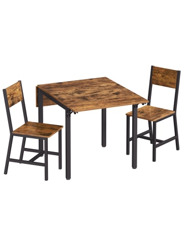 VASAGLE Essgruppe in Vintagebraun-Schwarz - (B)120 x (H)75 x (T)78 cm