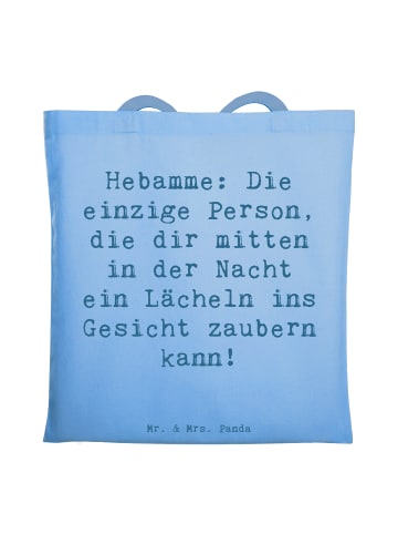Mr. & Mrs. Panda Shopping Tasche Spruch Hebamme Lächeln mit Spruch in Sky Blue
