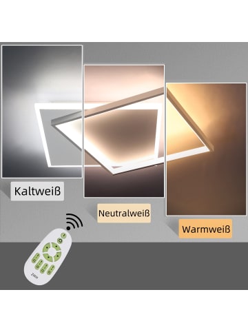 ZMH Deckenleuchte LED Dimmbar in Weiß eckig 44W Modern mit Fernbedienung L 44 CM