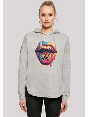 F4NT4STIC Oversized Hoodie Drooling Lips OVERSIZE HOODIE in grau