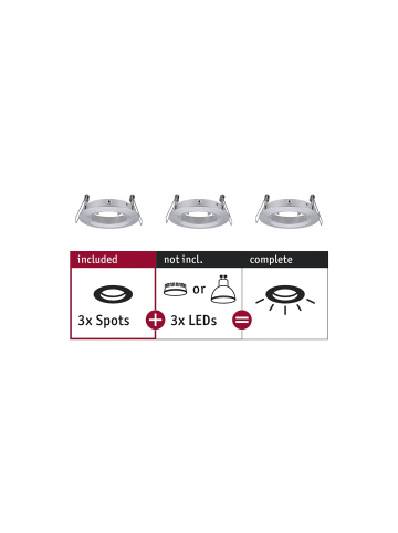 paulmann Einbauleuchten Choose 3er Spot starr in Aluminium gedreht - Ø78mm