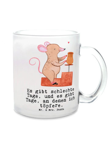Mr. & Mrs. Panda Teeglas Maus Töpfern mit Spruch in Transparent