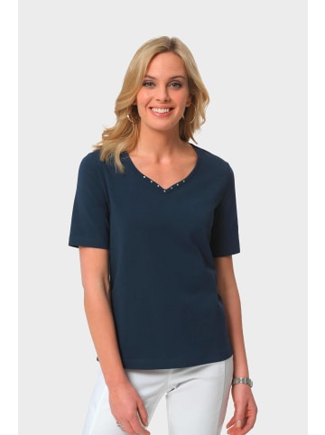 GOLDNER Kurzgröße:  T-Shirt Halbarm Basic-Shirt aus Baumwolle in marine