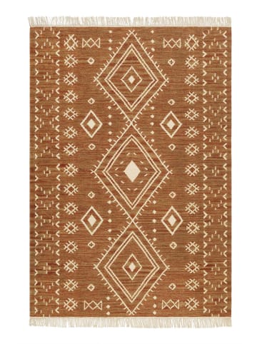 Green Looop Kelim Teppich Monaco in braun-rot meliert