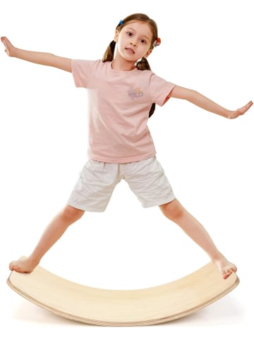 COSTWAY Balance Board mit Filz 90 x 30cm in Hellbraun