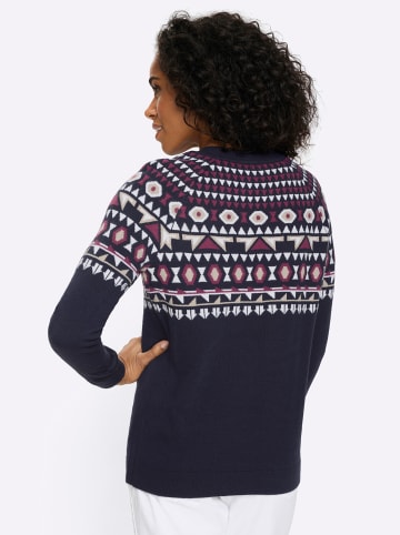 Sieh an! Pullover in marine-ecru-gemustert