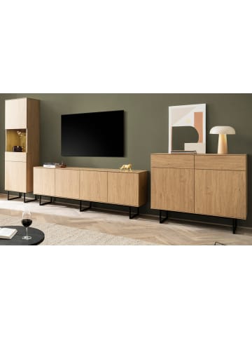 Furn.Design Wohnwand Stone Eiche, Wohnkombination 3-teilig 400 cm, mit Push-to-Open