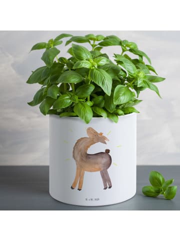 Mr. & Mrs. Panda Blumentopf Lama Stolz ohne Spruch in Weiß