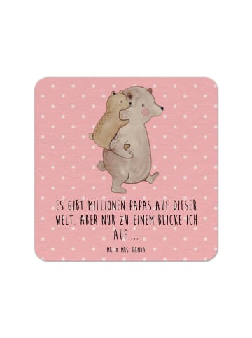 Mr. & Mrs. Panda Bierdeckel Papa Bär mit Spruch in Rot Pastell