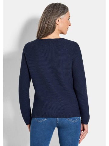 GOLDNER Cardigan aus Baumwolle, Rundhals in marine