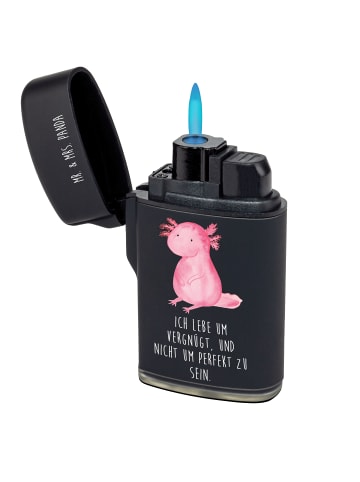 Mr. & Mrs. Panda Feuerzeug Axolotl Niedlich mit Spruch in Schwarz