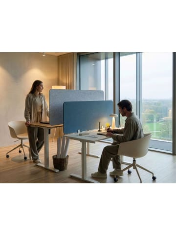 Beliani Schreibtischtrennwand SPLIT in Blau - (W) 120 x (H) 50 x (L) 1 cm