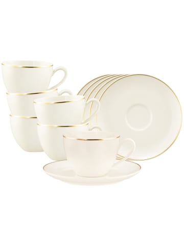 Seltmann Weiden 6er Set Kaffeetassen mit Untertassen Savona Goldlinie 270 ml creme in creme