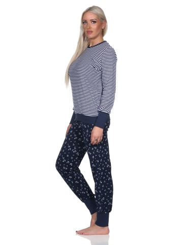 NORMANN Frottee Schlafanzug lang Bündchen - 81851 in marine