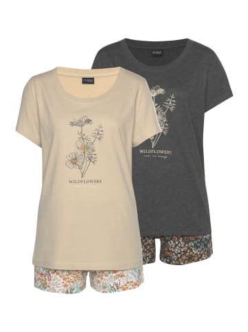 Vivance Active Shorty in grau-geblümt, sand-geblümt