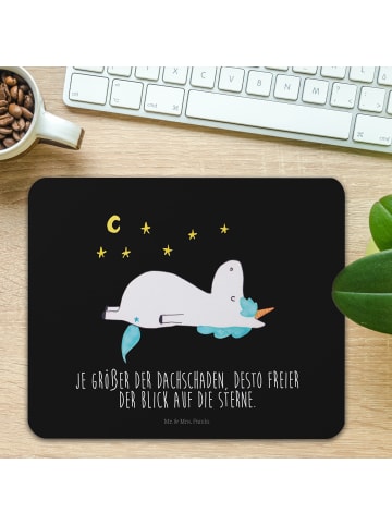 Mr. & Mrs. Panda Mouse Pad Einhorn Sternenhimmel mit Spruch in Schwarz