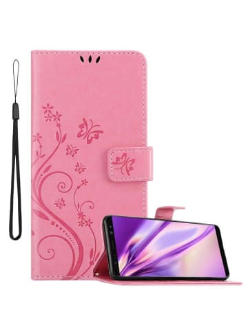 cadorabo Hülle für Samsung Galaxy NOTE 8 Blumen Design in FLORAL ROSA