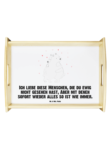 Mr. & Mrs. Panda Holz Tablett Eisbär Umarmen mit Spruch in Weiß
