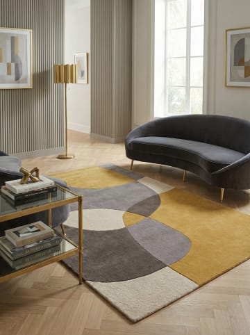KADIMA DESIGN Eleganter Wohnzimmer-Teppich aus 100% Wolle in Gelb-Beige