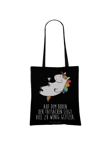 Mr. & Mrs. Panda Jutetasche Einhorn Blümchentail mit Spruch in Schwarz