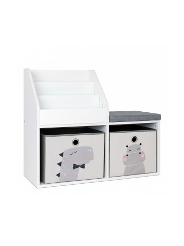relaxdays Kinderbank in Grau/ Weiß - (B) 79 x (H) 72 x (T) 31 cm