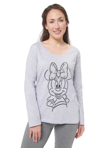 Disney Disney Minnie Mouse Schlafanzug Pyjama Set Langarm Oberteil mit Hose in grau
