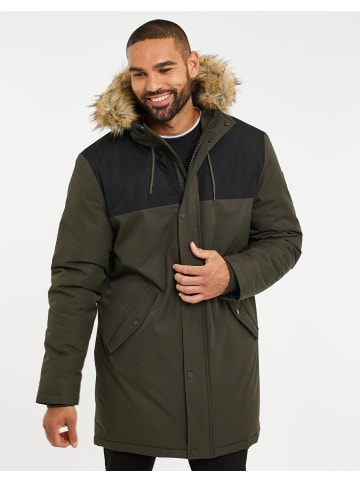 Threadbare Wintermantel THB Jacket Parkston in Schwarz/ Khaki