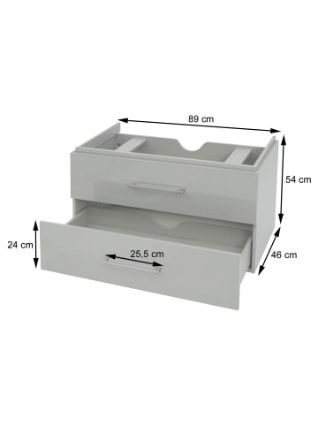 MCW Premium Waschbeckenunterschrank D16 hochglanz, Weiß