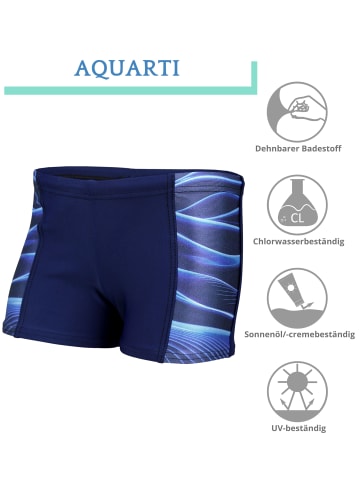 Aquarti Jungen Schwimmhose Kontrastfarbige Einsätze in blau Modell 1