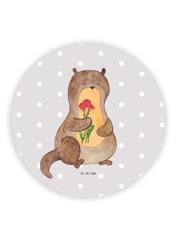 Mr. & Mrs. Panda Rund Magnet Otter Blumenstrauß ohne Spruch in Grau Pastell