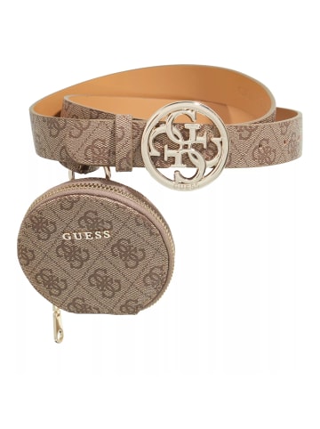 Guess Gift Belt + Keyring Latte Logo in brown