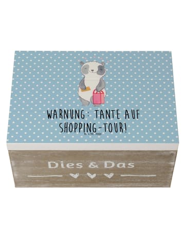 Mr. & Mrs. Panda Geschenkbox Tante Shopping mit Spruch in Blau Pastell