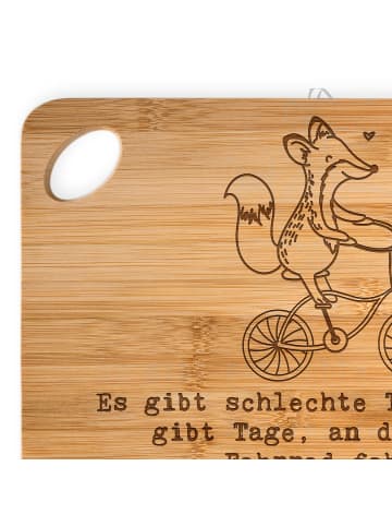 Mr. & Mrs. Panda Schneidebrett Fuchs Fahrrad fahren mit Spruch in Braun