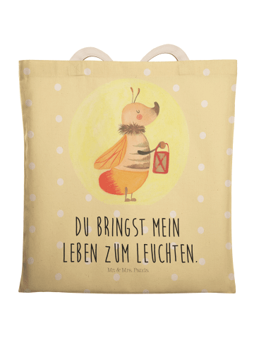 Mr. & Mrs. Panda Tasche Glühwürmchen mit Spruch in Gelb Pastell
