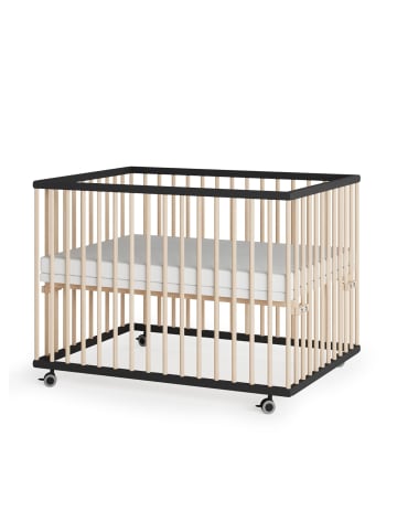 Sämann Sämann Laufgitter mit Matratze SleepPlus & Schlupfsprossen schwarz/natur Premium