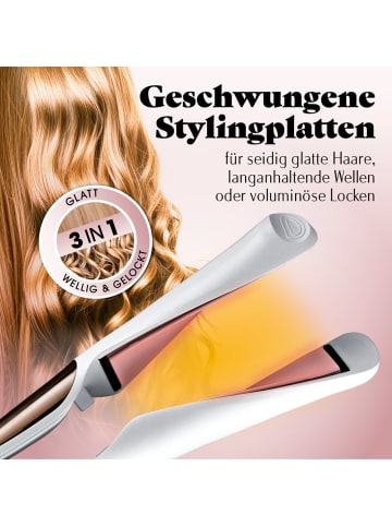 VITALmaxx Hair Styler Curl & Straight 3in1 50W weiß/rose Weiß