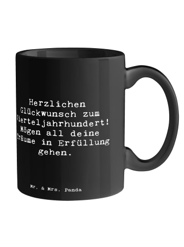 Mr. & Mrs. Panda Becher Spruch 25. Geburtstag Freude mit Spruch in Schwarz