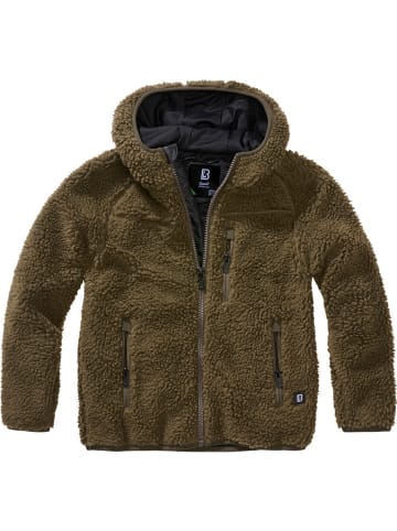 Brandit Kinder Fleecejacke/Fleecepullover "Kids Teddyfleece Jacket Hooded" in Grün