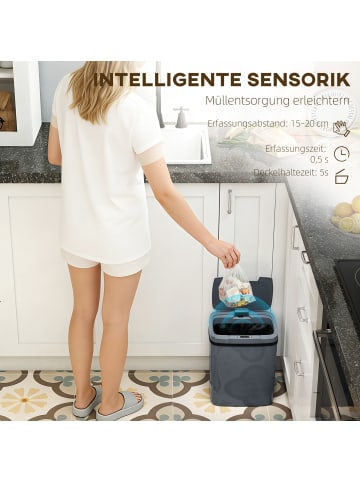 HOMCOM Sensor Mülleimer-27,6L x 21,4B x 33,5H cm-Grau