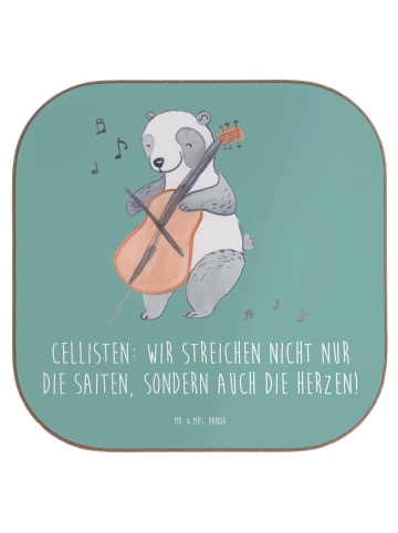 Mr. & Mrs. Panda Holzuntersetzer Zeichenllo Herz mit Spruch in Meeresbrise