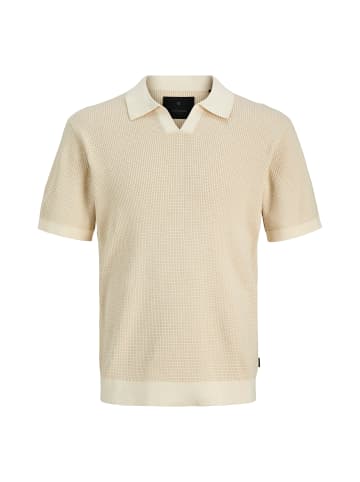 Jack and Jones Poloshirt Blahudson Knit Split Neck in Beige