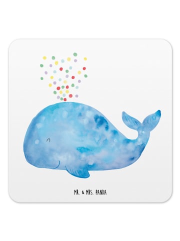 Mr. & Mrs. Panda Untersetzer für Gläser Wal Konfetti ohne Spruch in Weiß