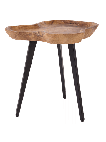 Beliani Beistelltisch ELSA in Heller Holzfarbton/Schwarz - (W) 56 x (H) 51 x (L) 60 cm