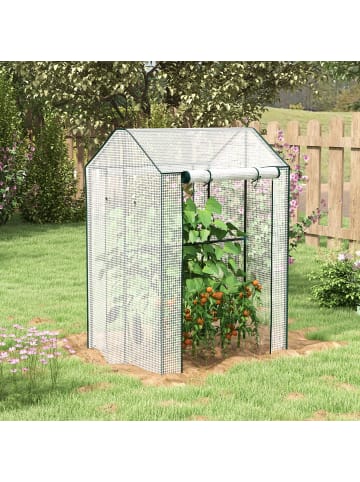 Outsunny Gewächshaus in Weiß & Dunkelgrün 100L x 80B x 150H cm