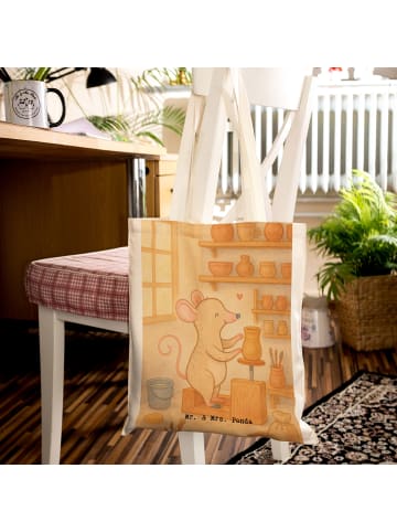 Mr. & Mrs. Panda Shopping Tasche Maus Töpfern Design ohne Spruch in Weiß