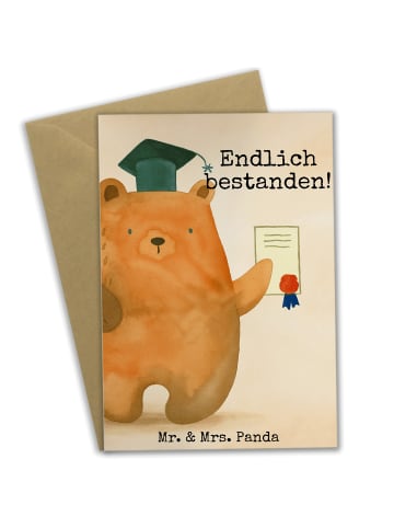 Mr. & Mrs. Panda Glückwunschkarte Bär Prüfung Design mit Spruch in Weiß