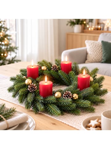 relaxdays Adventskranz künstlich in Grün - 30 cm